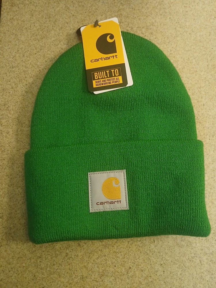 Carhartt Acrylic Watch Logo Knit Cuffed Beanie in Holly Green A18-GD8