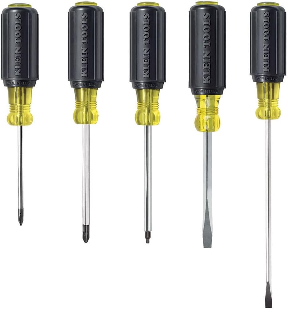 Klein Tools 5-Piece Screwdriver Set with Slotted and Black Tips