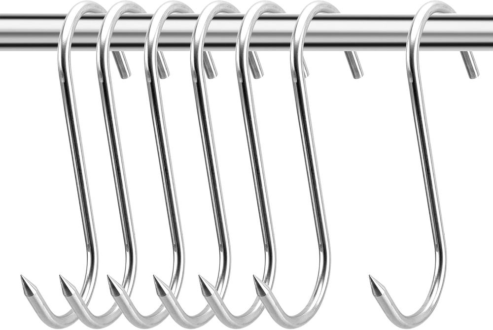 6 Pcs 10 Inch Meat Hanging Hooks, 10 Mm Diameter Stainless Steel Meat Hook, Heav