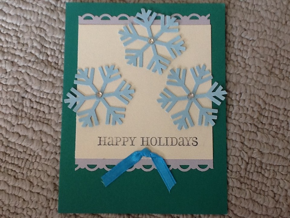 Merry Christmas happy holiday triple snowflake card kit of 6 made w/ Stampin Up