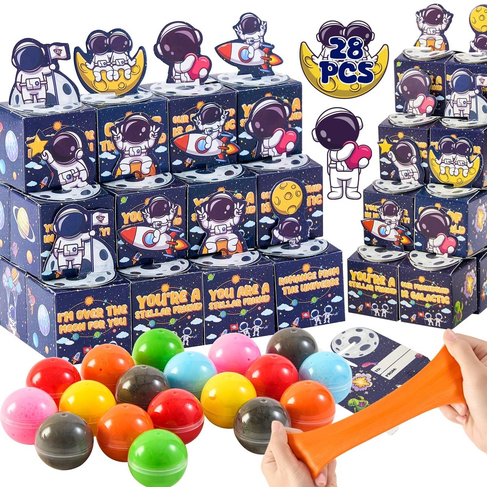 28 Pack Galaxy Slime Balls - Fun Valentine's Day Gifts for Kids