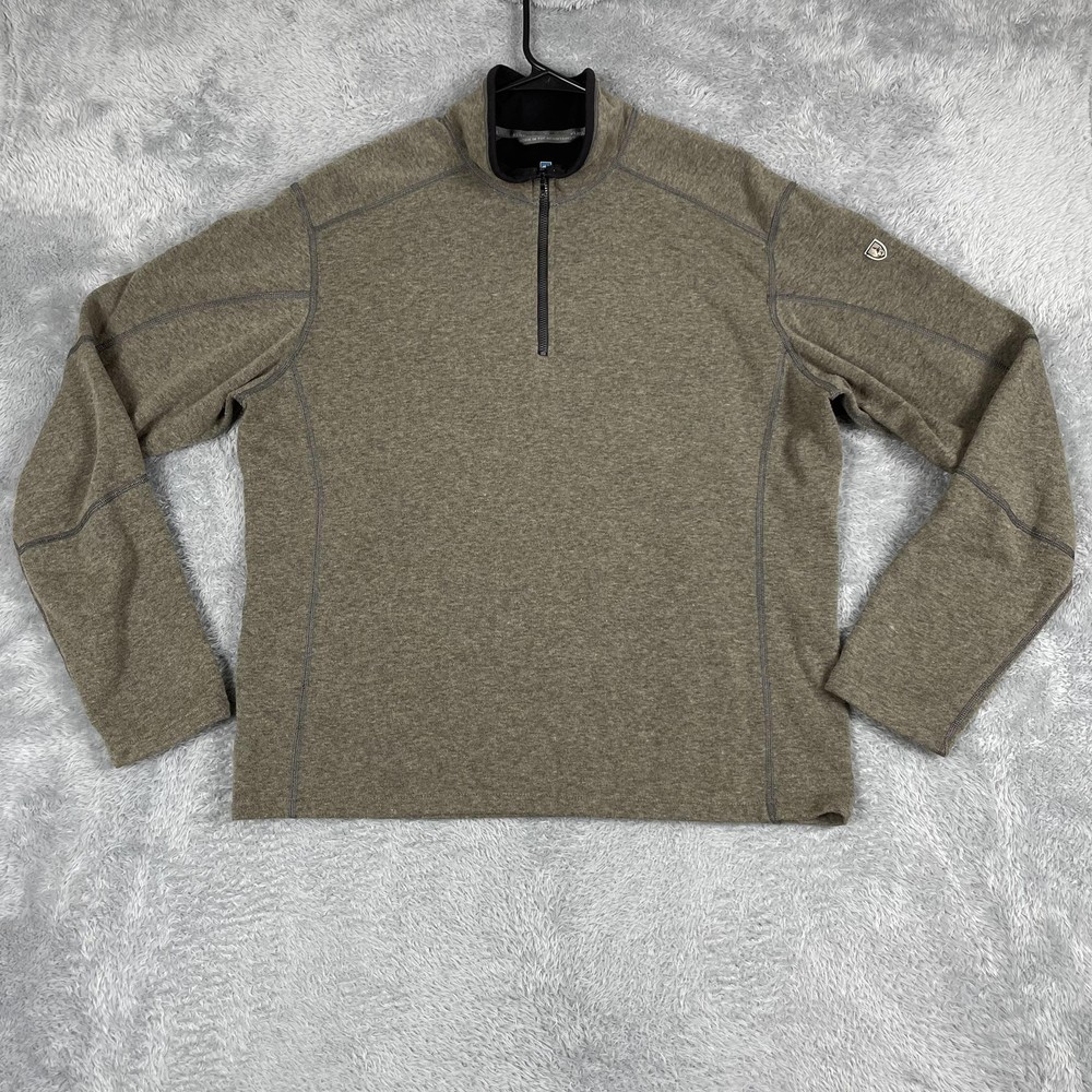 Kuhl Pullover Mens XL Brown Kashmira Quarter Zip Thermal Hiking Sweater Fleece