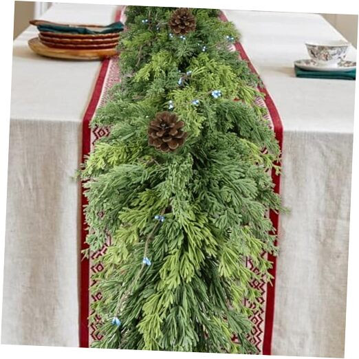 6 FT Cedar Garland - Artificial Christmas Garland with Pine Cones Berry for