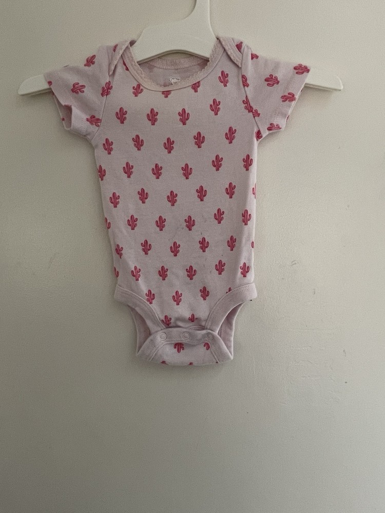 Koala Baby Girls Allover Pink Cactus 100% Cotton Short Sleeve Bodysuit Pink 0-3M