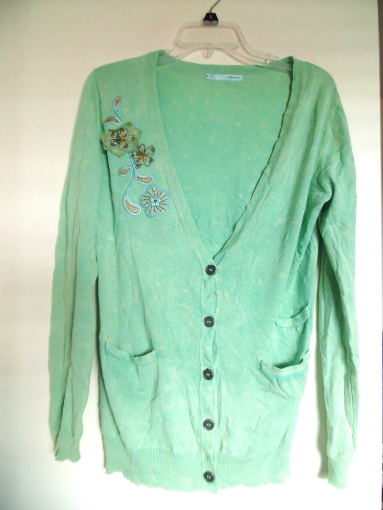 maurices womens size M dusty green v neck button front cardigan sweater