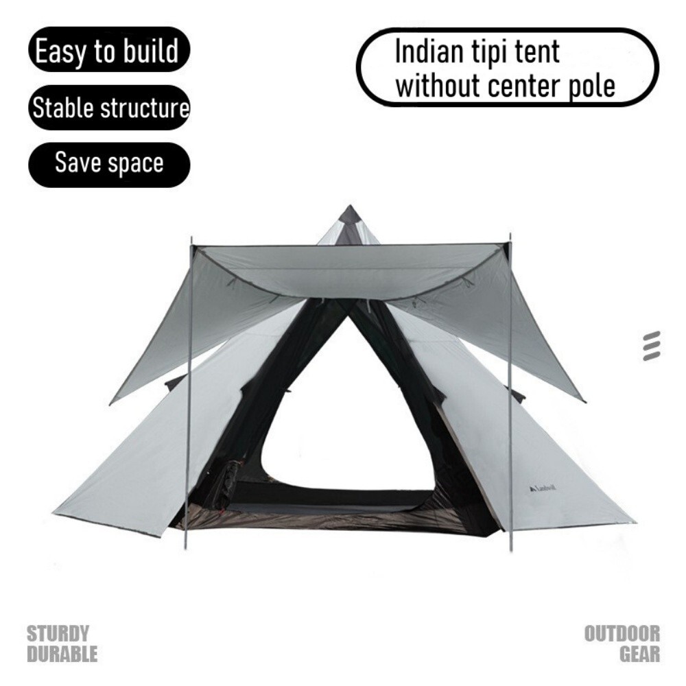 Portable Double Layers Indian Teepee Tent Camping Tipi Tent without Center Pole