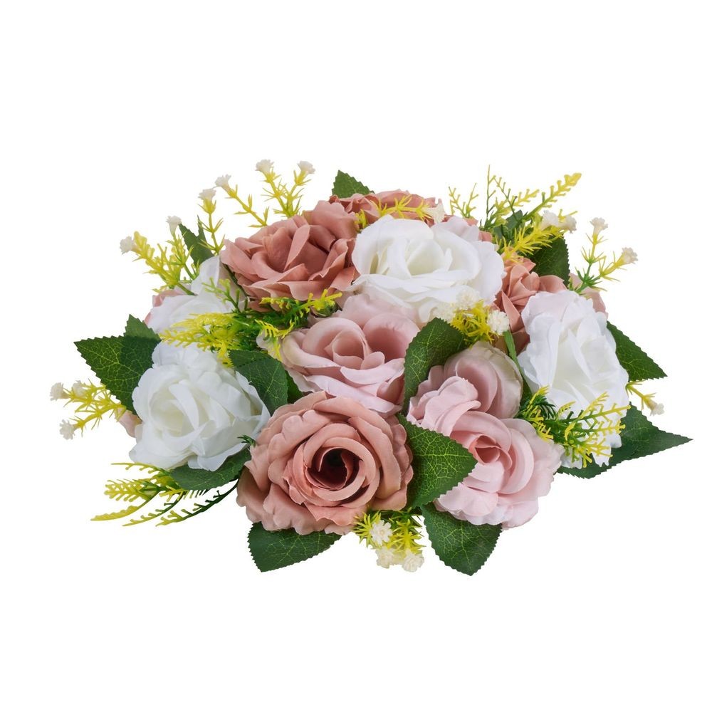 10PCS 9.5in Artificial Flower Ball Centerpieces Pink White Rose Bouquet