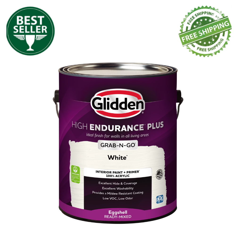 Glidden HEP Interior Paint & Primer, Eggshell, White, 1 Gallon, Fast Drying, New