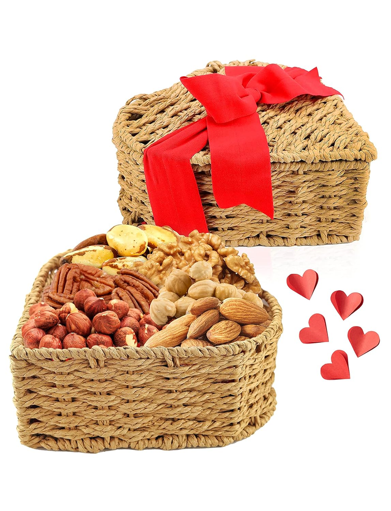 Valentines Day Gifts Nuts Heart Shaped Gift Basket Premium Assorted Nuts Hazelnu-image