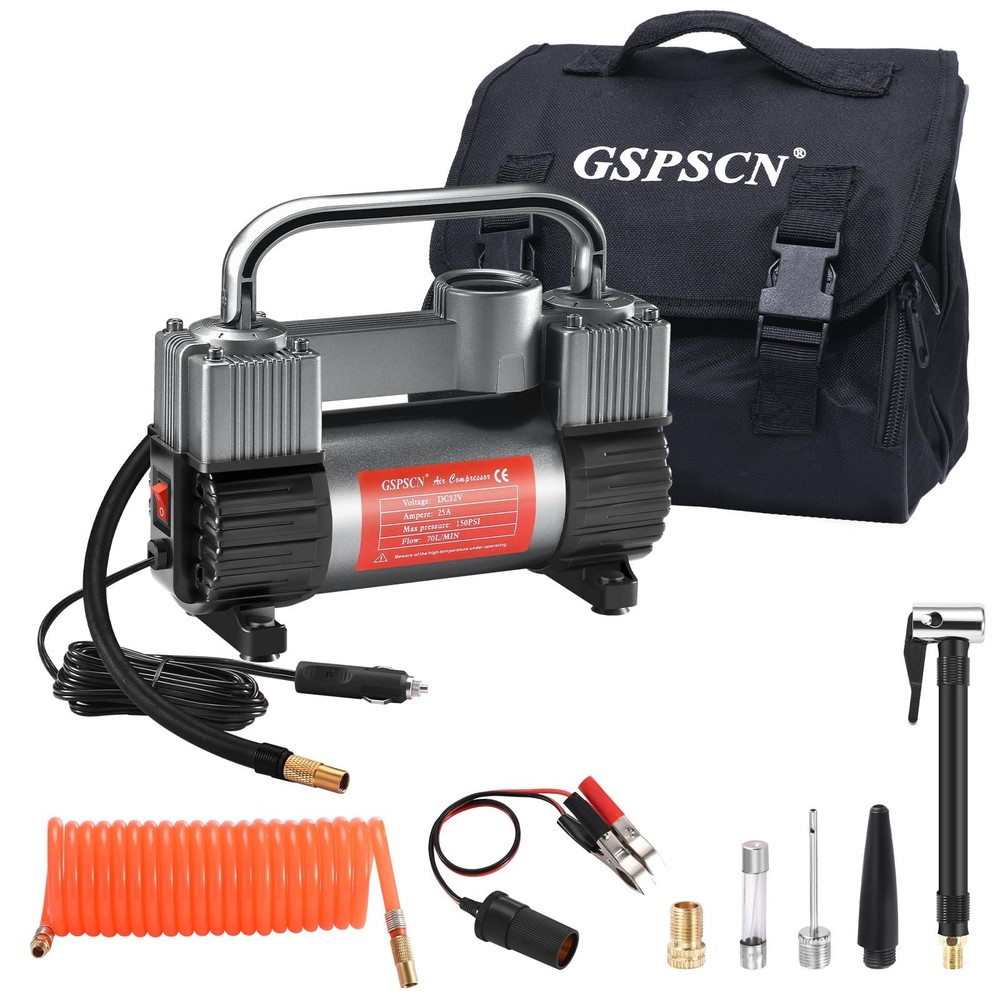 Heavy Duty 12V Tire Inflator - 150PSI Portable Air Compressor for Car, SUV