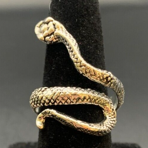Vintage Antique Silver Tone Snake Ring - Size 6