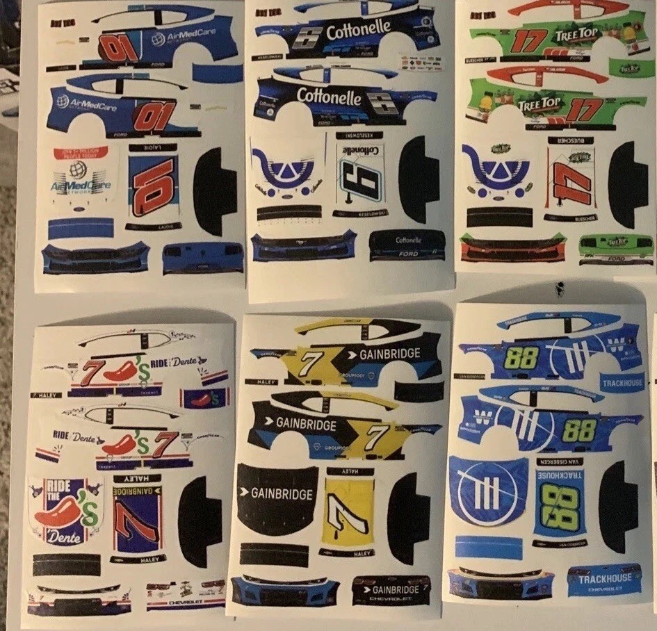 6 Custom 2025 NASCAR 1/64 Scale Peel & Stick Decals Set  