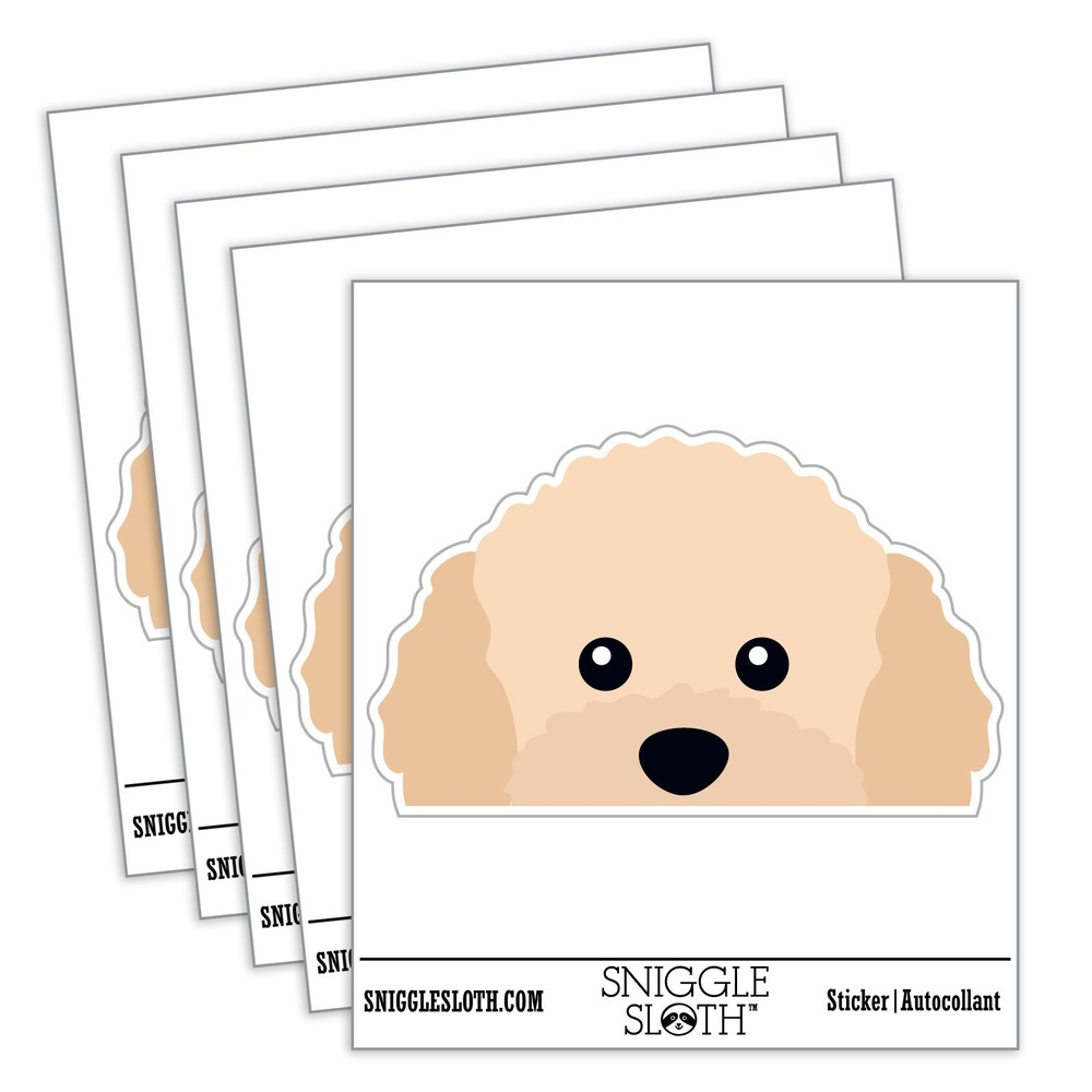Peeking Apricot Toy Poodle Dog Waterproof Vinyl Decal Sticker Set - 5 Pack