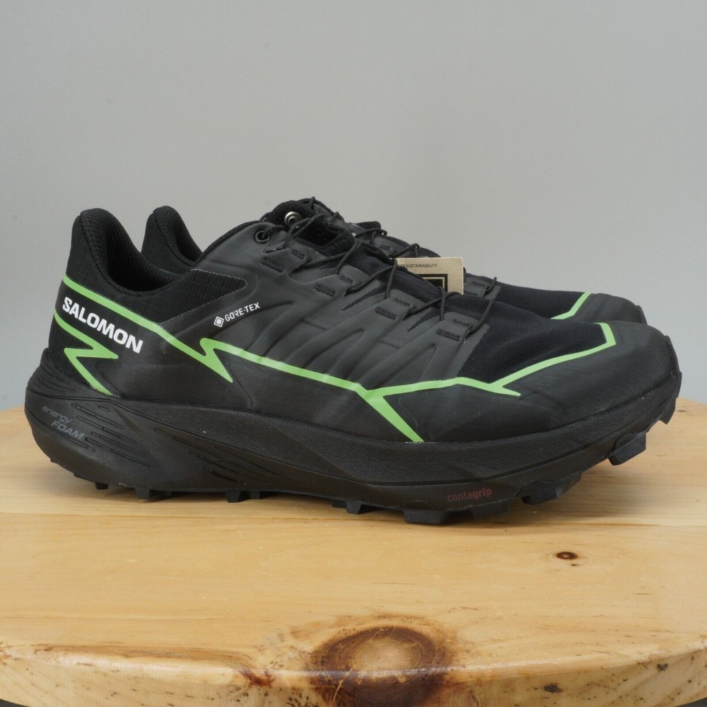 Salomon Thundercross GTX Mens Size 8.5 Black Green Gore-Tex Waterproof Hiking Shoes New