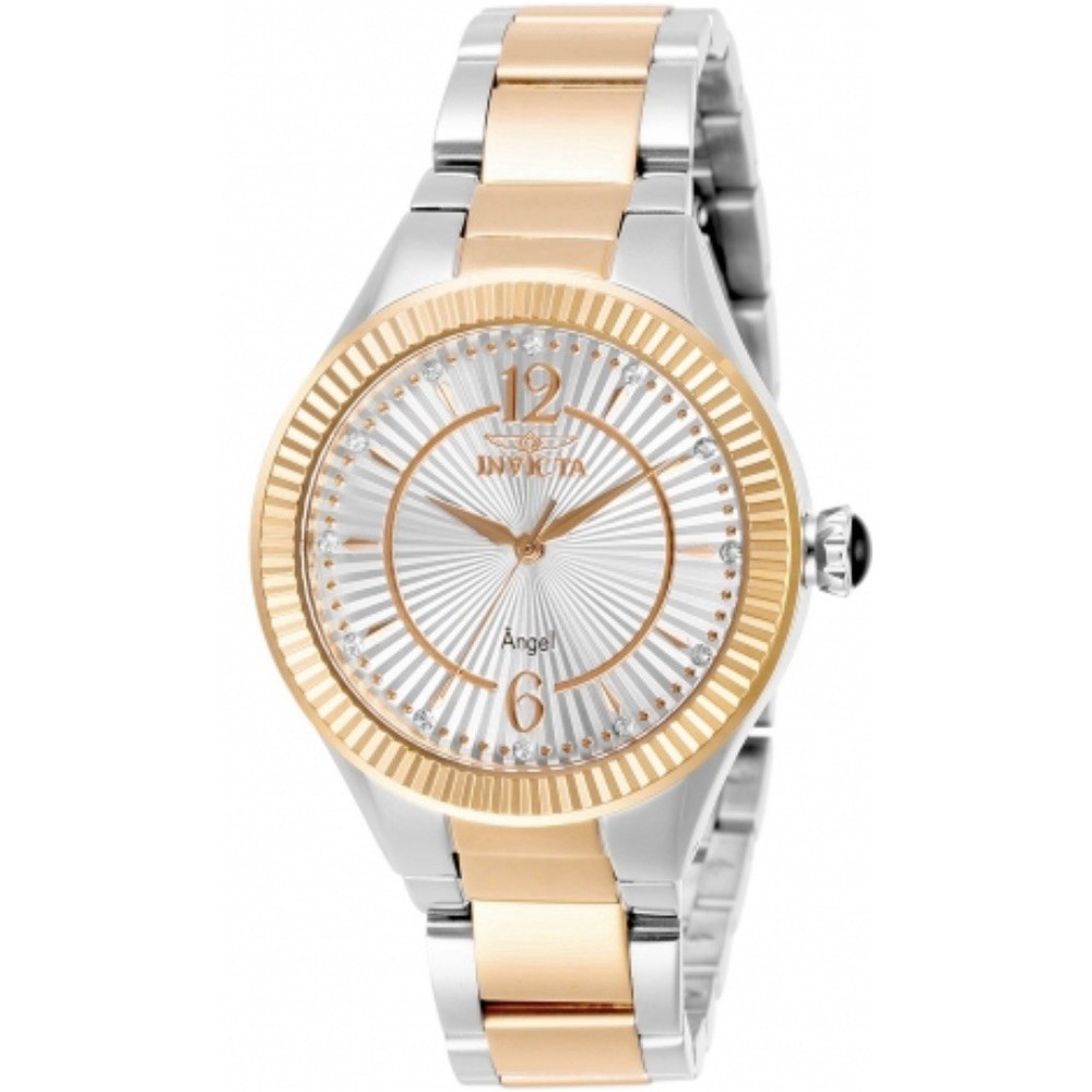 Invicta Angel Diamond Sunray Dial Silver Rose Gold 35mm Ladies Watch 28343