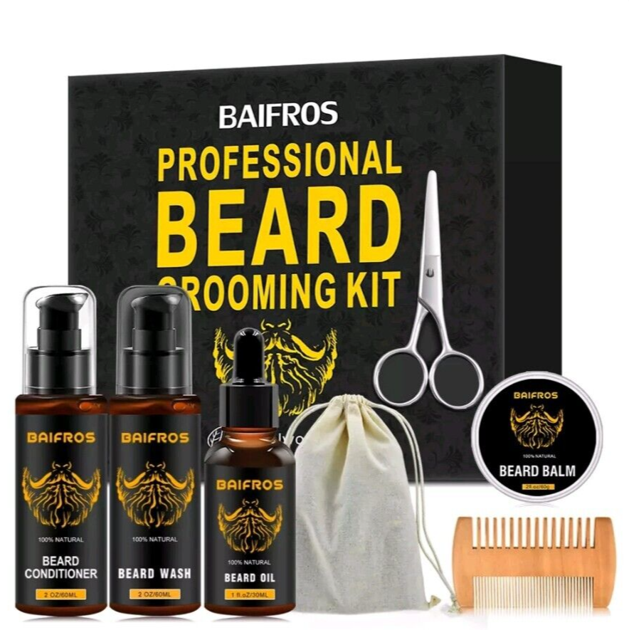 New baifros sealed Men's Beard Grooming Kit-Facial Care Beard Balm Comb Gift Set