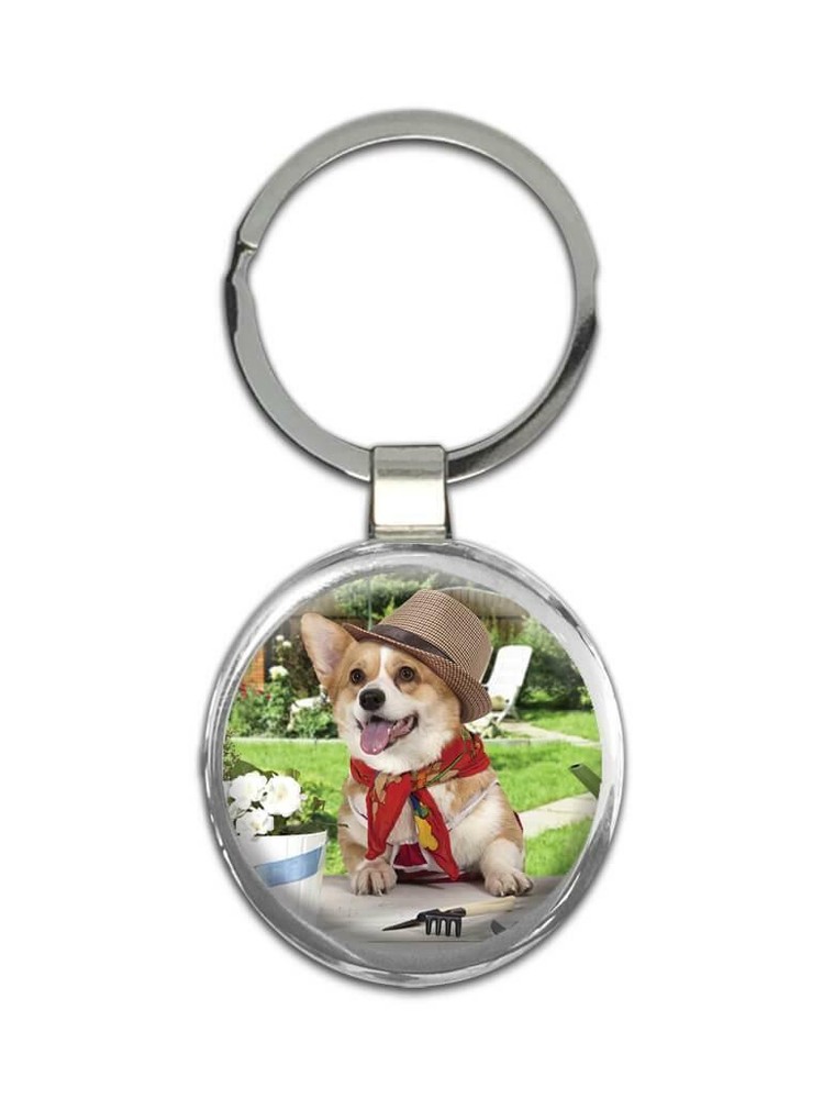 Gift Keychain : Dog Pet Animal Puppy Corgi Cute Hat Funny Dogs