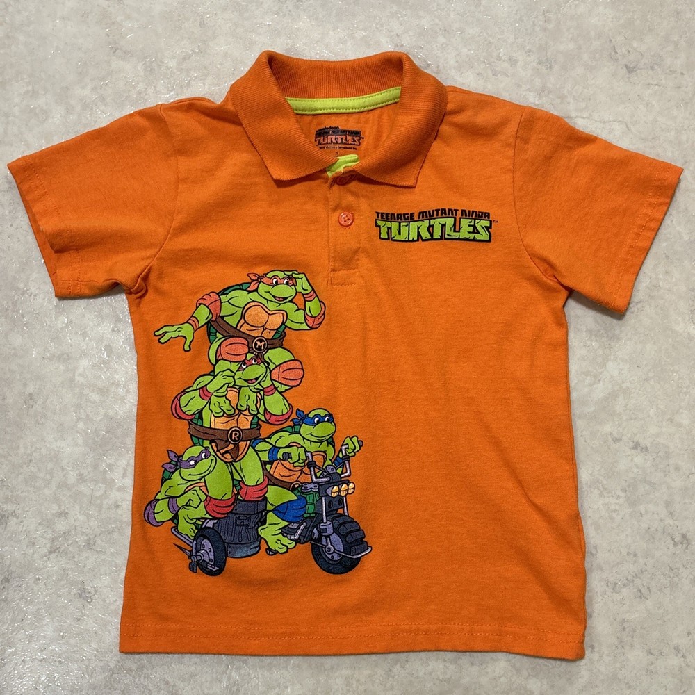 Teenage Mutant Ninja Turtles TMNT ✅ Boys Short Sleeve Graphic Polo Shirt ✅ Sz 6