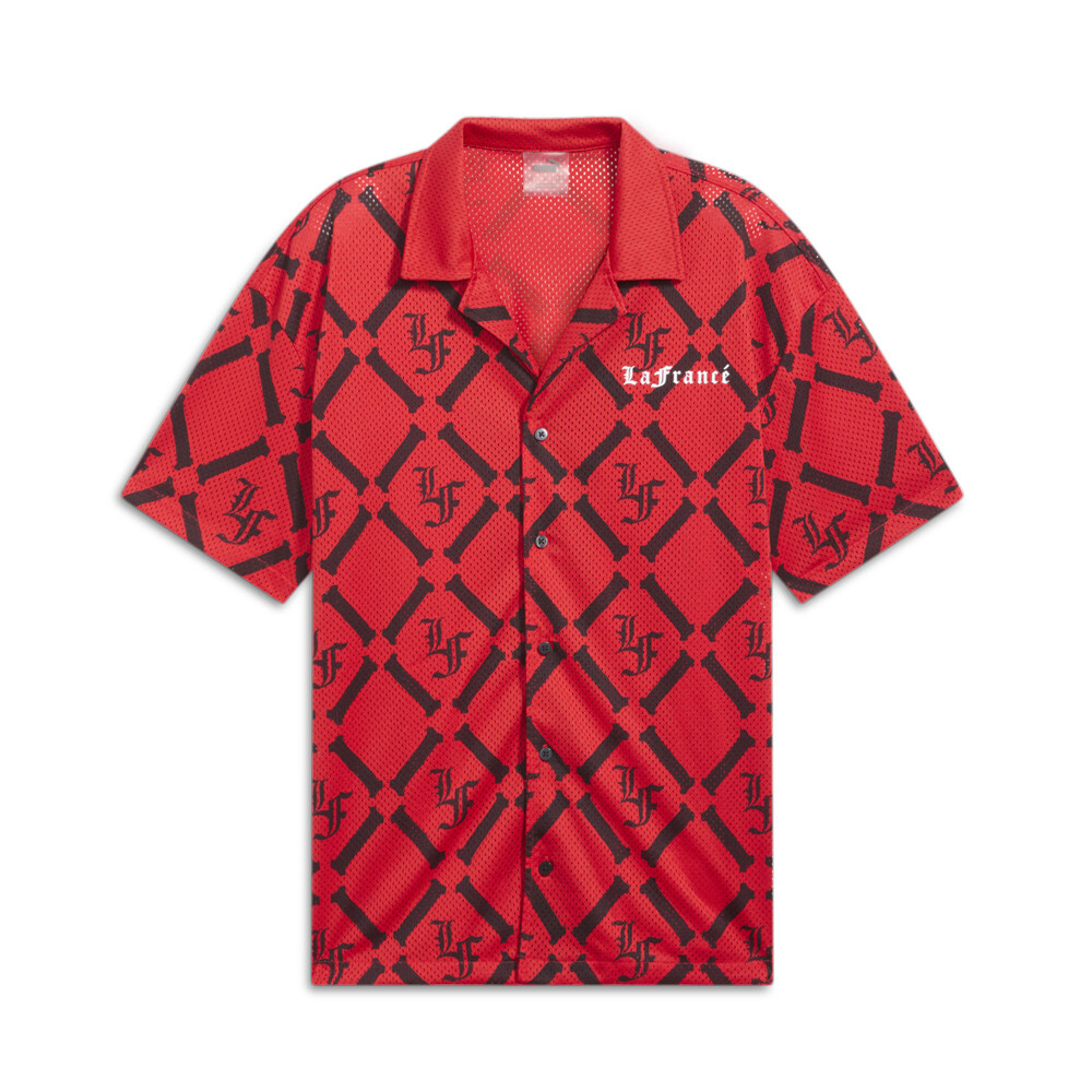 Рубашка Puma Hoops X Lf сетчатая с коротким рукавом на пуговицах мужская красная повседневные топы 62777401