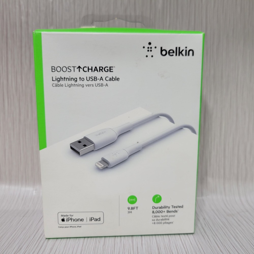 8-Pin to USB-A ChargeSync Cable for Apple - 9.8ft Fast Charging - White