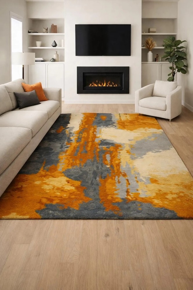 Modern Abstract Area Rug, Luxury Contemporary Living Room Rug, Handcrafted