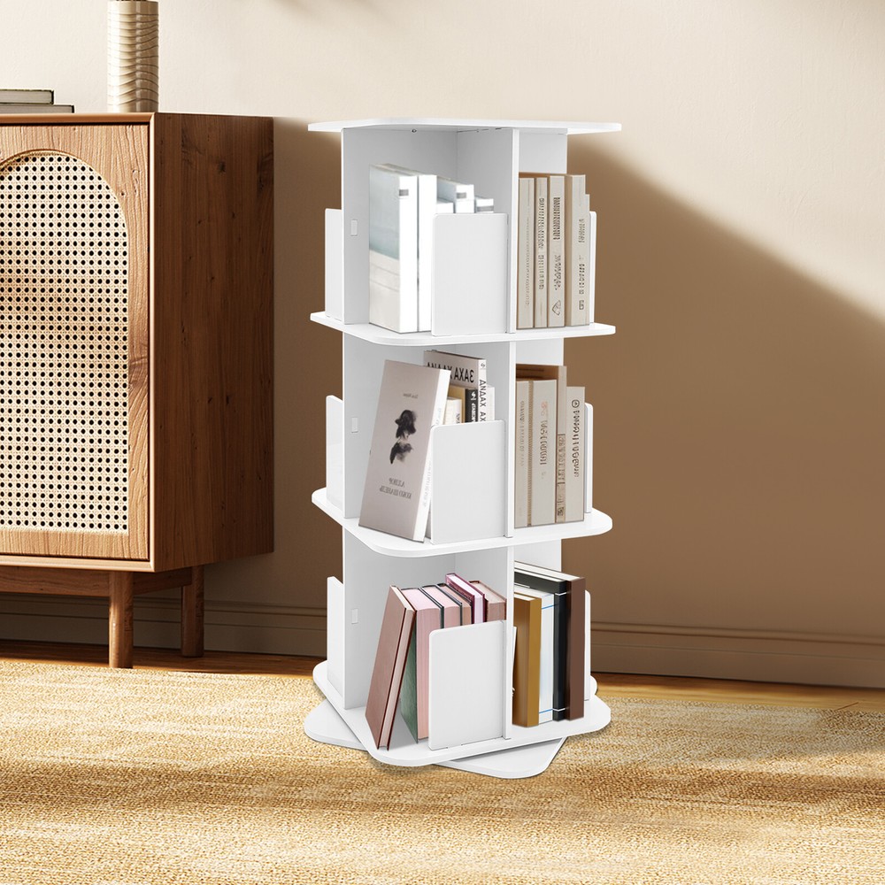 360° Rotating 3-Tier Corner Bookshelf for Small Spaces