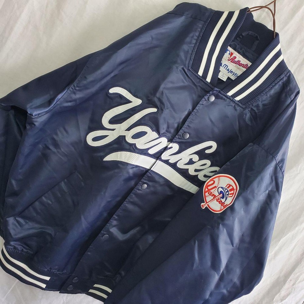 MLB Yankees Majestic Navy Stadium Jacket Big Logo Rare Size M