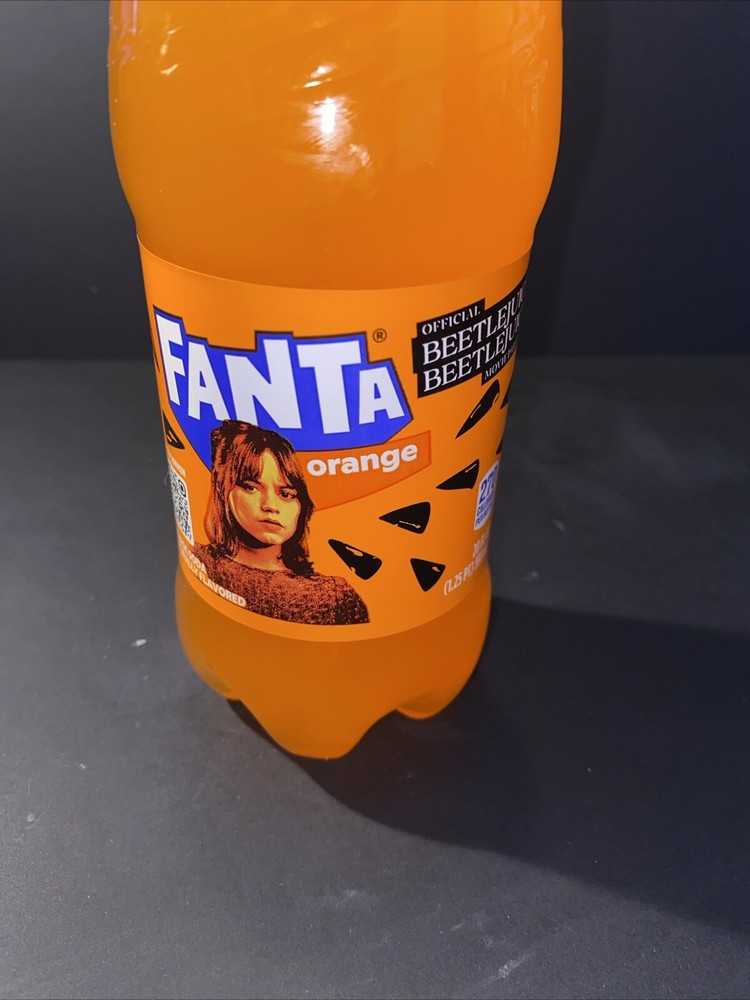 NEW LIMITED EDITION BEETLEJUICE MOVIE JENNA ORTEGA ORANGE FANTA SODA 20oz Bottle