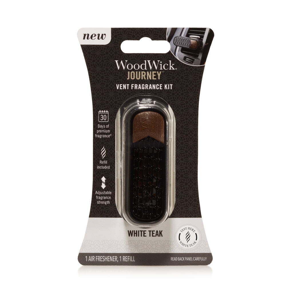 WoodWick Journey Ventilation Kit White Teak, Car Air Freshener, 1 pc