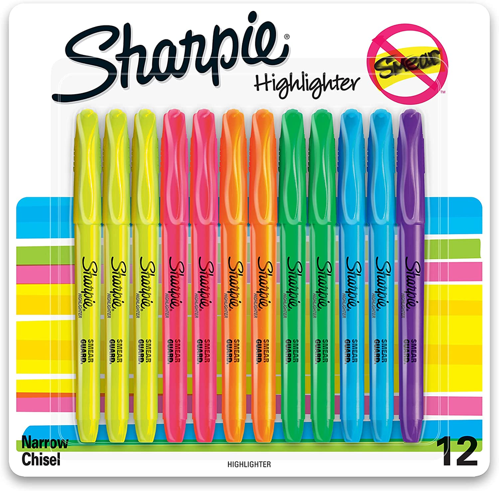 Pocket Style Highlighters, Chisel Tip Highlighter Marker Set, Assorted Fluoresce