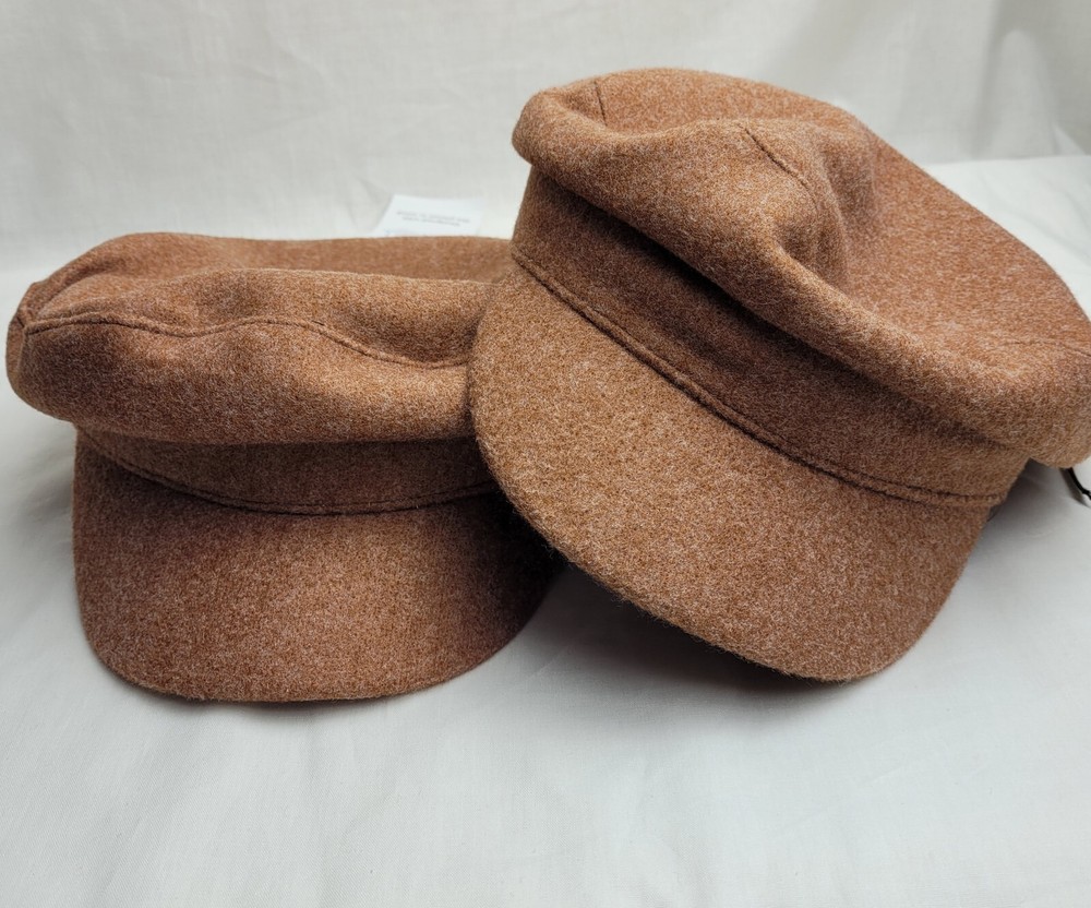 Time and Tru Womens Heathered Flannel Cabbie Brown 2-Pack OS New with Tags