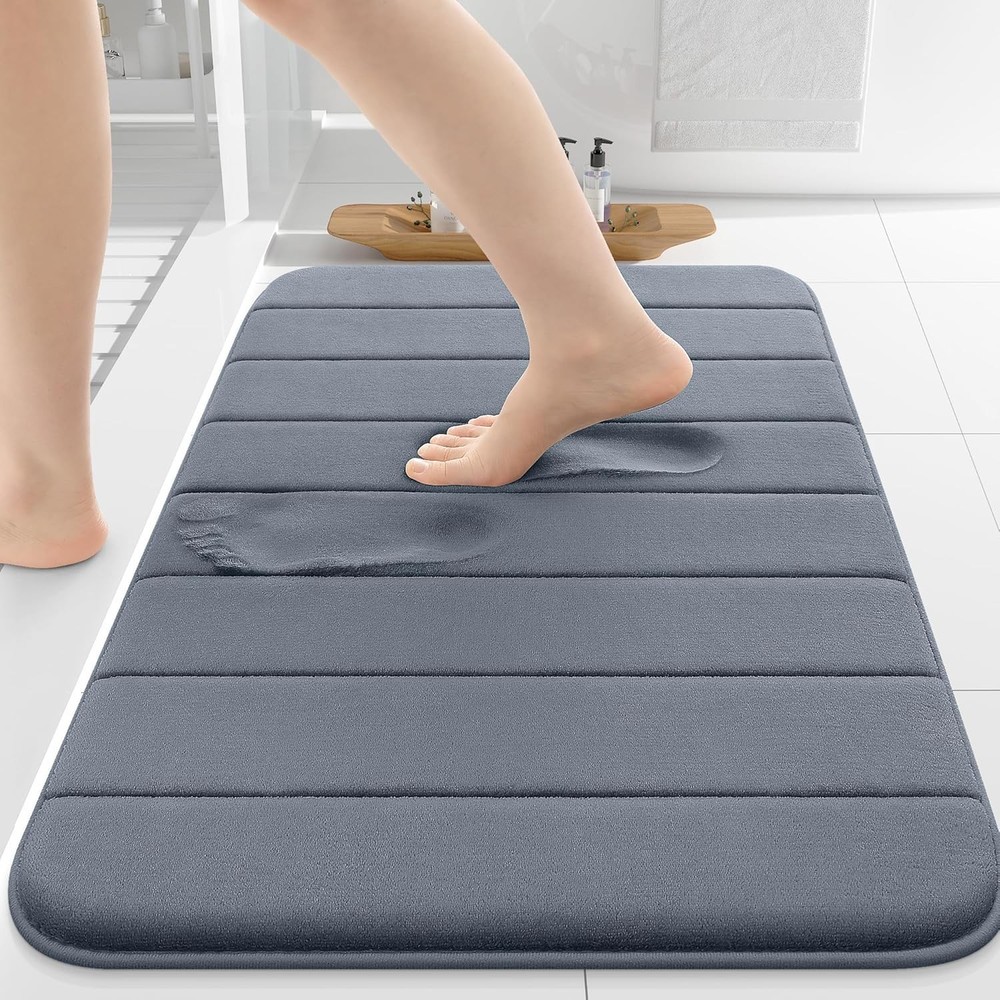 Ultra Soft Dark Grey Memory Foam Bath Mat 30x20 Inches