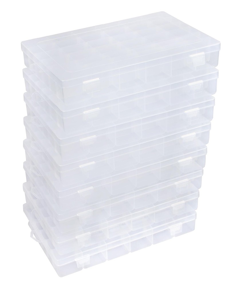 8-Piece 36-Grid Bead Organizer Box with 3600 Tackle Storage - Clear Plastic