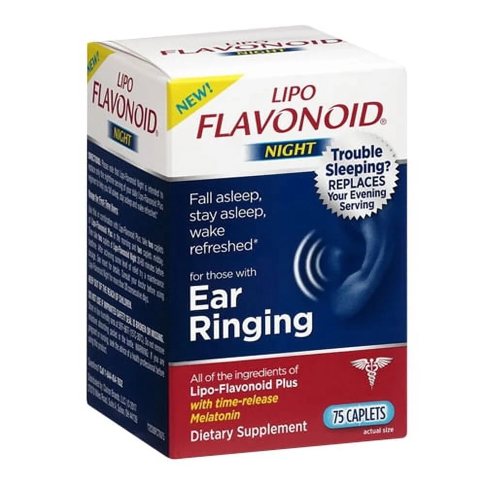 LIPO FLAVONOID With Melatonin Night Ear Ringing 75 Caplets EXP 08/2025 *SEALED*