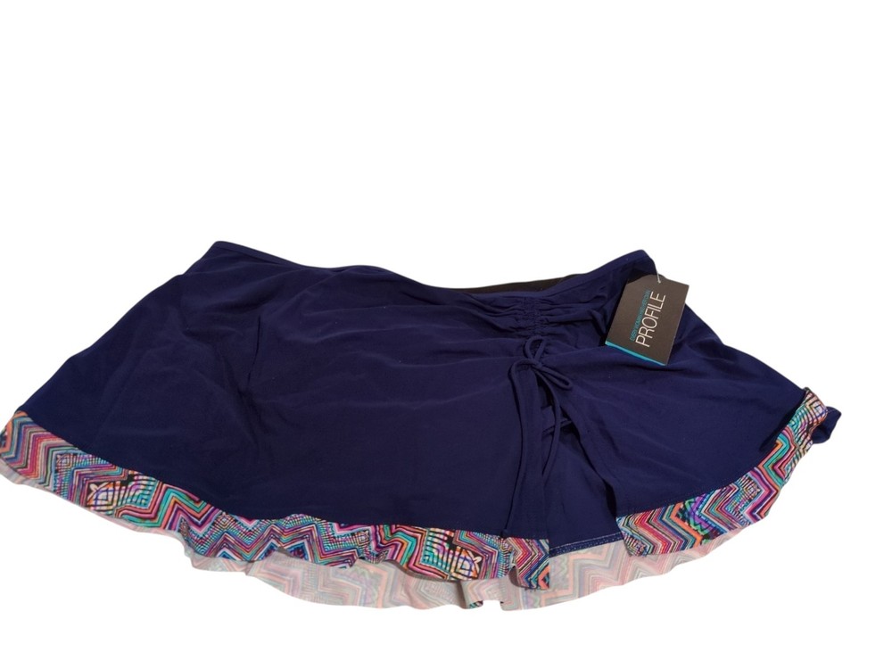 $86 NWT Profile by Gottex Ink  Blue 430- Skirted Swimsuit Bottoms  Sz 14