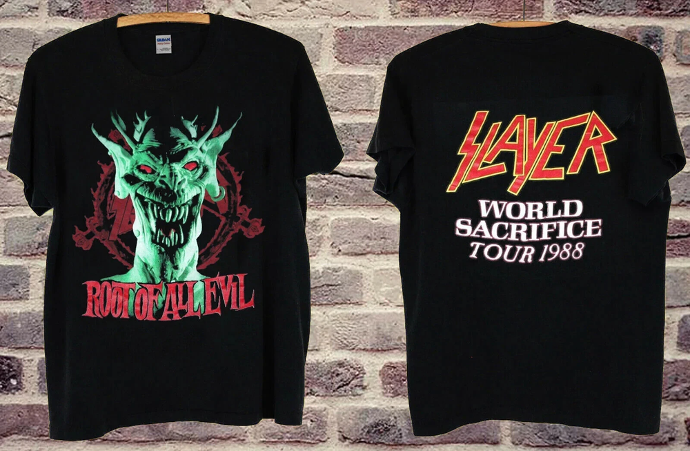 RARE 1988 SLAYER ROOT OF ALL EVIL WORLD SACRIFICE TOUR T SHIRT