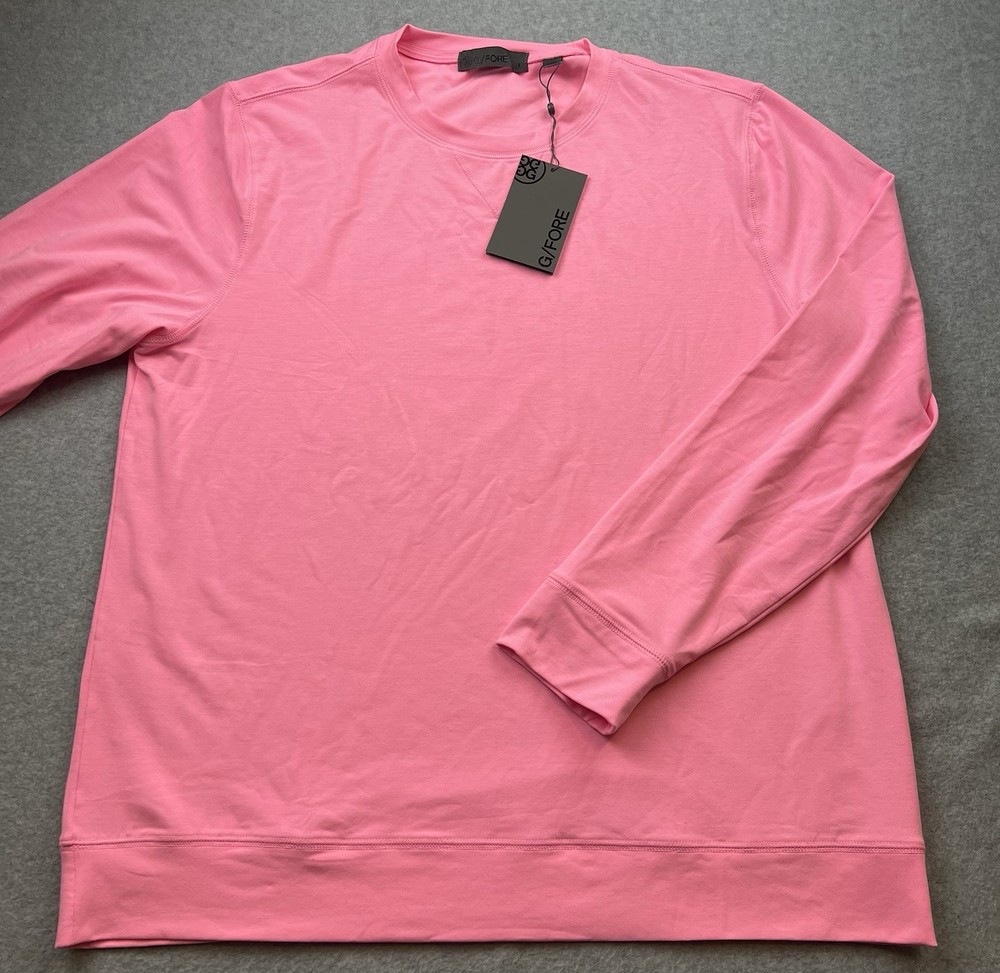 G/Fore Golf Men’s Luxe Crewneck Midlayer Shirt Size Large Long Sleeve Pink NWT