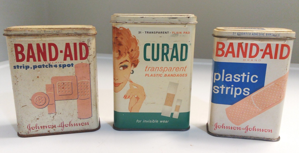 Lot Of 3 Vintage Band-Aid Tin Boxes Band Aid Boxes Vintage Bandaid Vintage Props