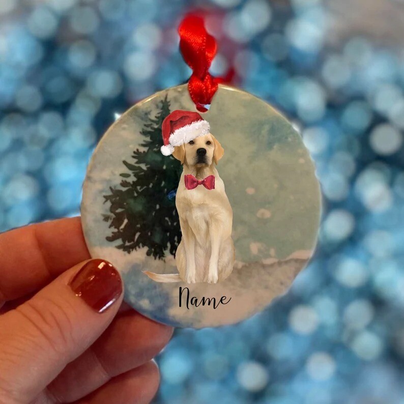 Labrador Christmas Scene ornament  , Dog Christmas Decoration, Labrador Dog G...