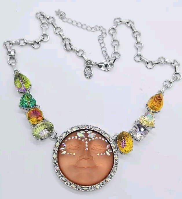 Kirks Folly Cosmic Bliss Empress Seaview Moon Necklace Silver tone Runway