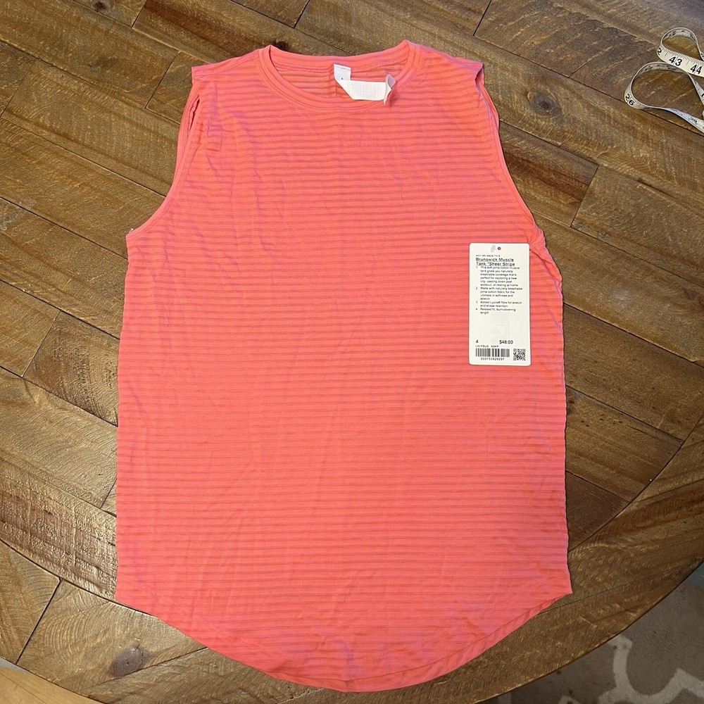 Lulmon Womens Brunswick Sheer Stripe Muscle Tank Size 4 in Pink