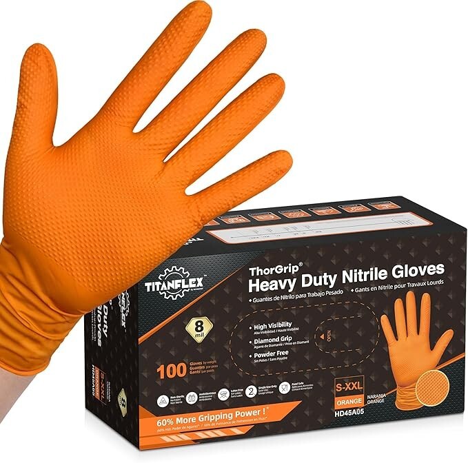 Heavy Duty 8-mil Latex-Free Industrial Gloves Medium Pack of 100