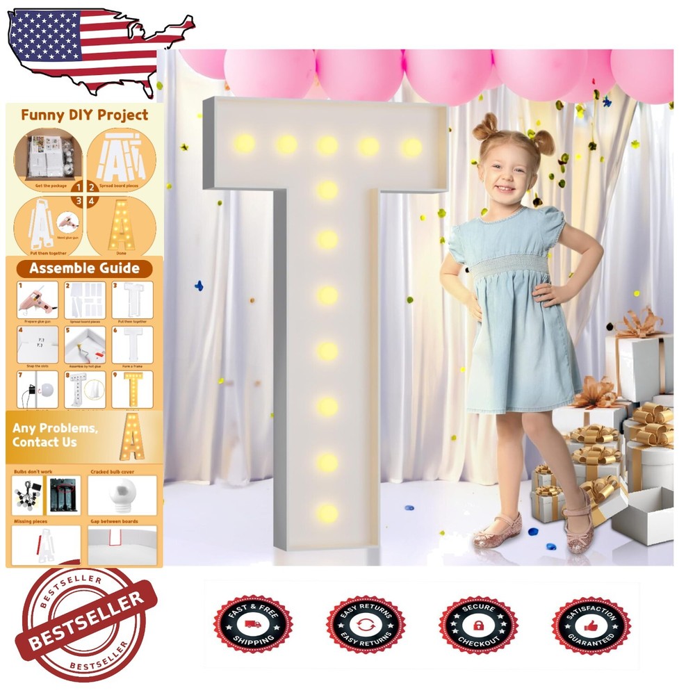 Large 4FT DIY Light Up Marquee Letters for Weddings & Birthday Parties