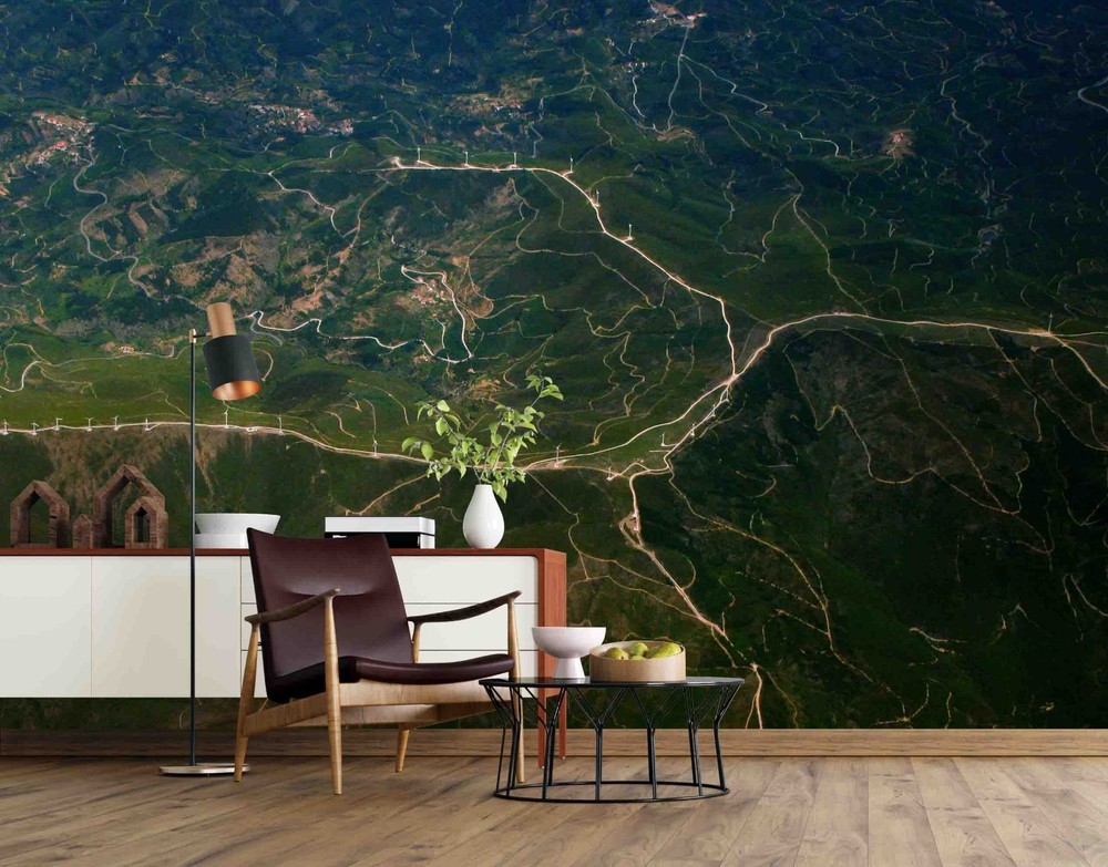 3D Overhead View Mountain Landscape Wall Murals Wallpaper Murals Wall Sticker