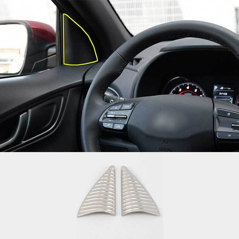 Silver Titanium A Pillar Front Triangle Cover For Hyundai Kona Encino 2018-2023