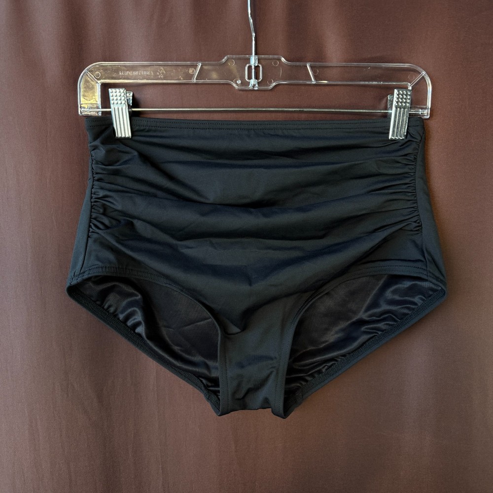 Lands' End Women's XS-L, XS-L LONG Ruched Retro High Waisted Bikini Swim Bottoms