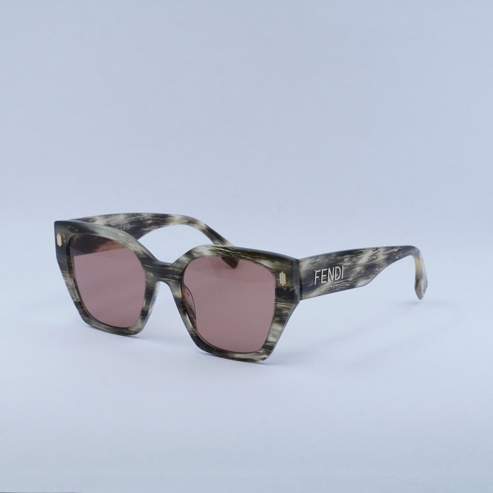 Fendi FE40070I 63S Shiny Grey Horn Rose Gold Sunglasses 54-17-145 Authentic