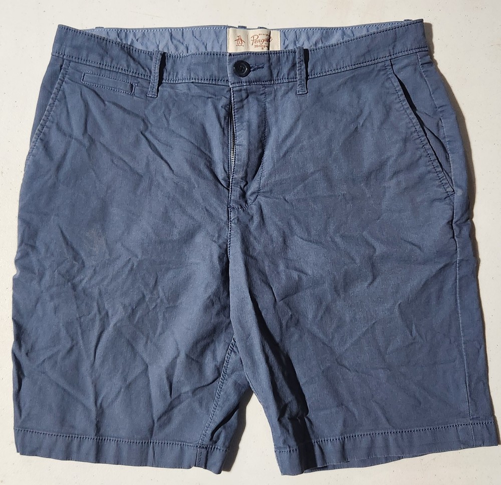 Penguin Munsingwear Shorts Men's 33 Navy Blue Cotton Flat Front Casual Preppy
