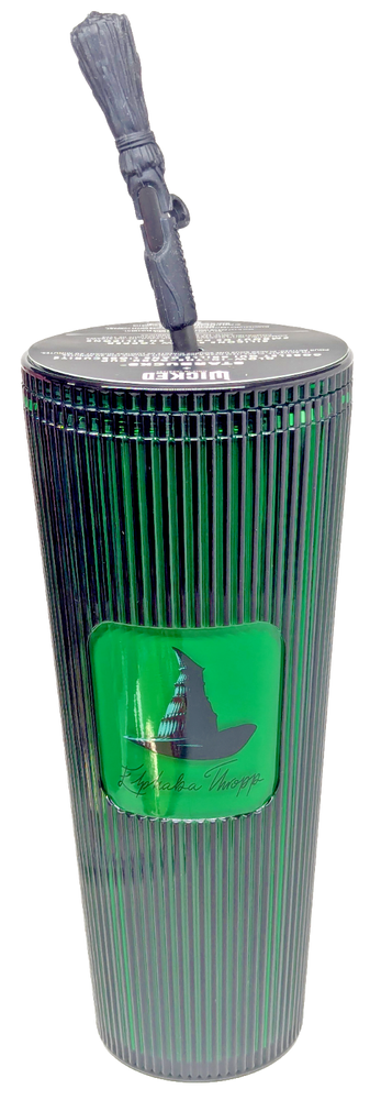 2024 Starbucks Wicked Elphaba Green Black Broom Topper 24oz Cold Cup Tumbler