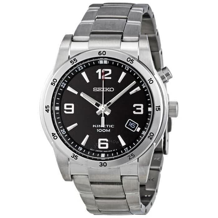 New Seiko Kinetic SKA501P1 Silver Dark Brown Men Watch NOS